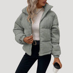 Women’s Ribbed Puffer Jacket – Warm Quilted Winter Coat