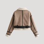 Women’s Shearling Aviator Jacket – Brown Faux Leather Coat