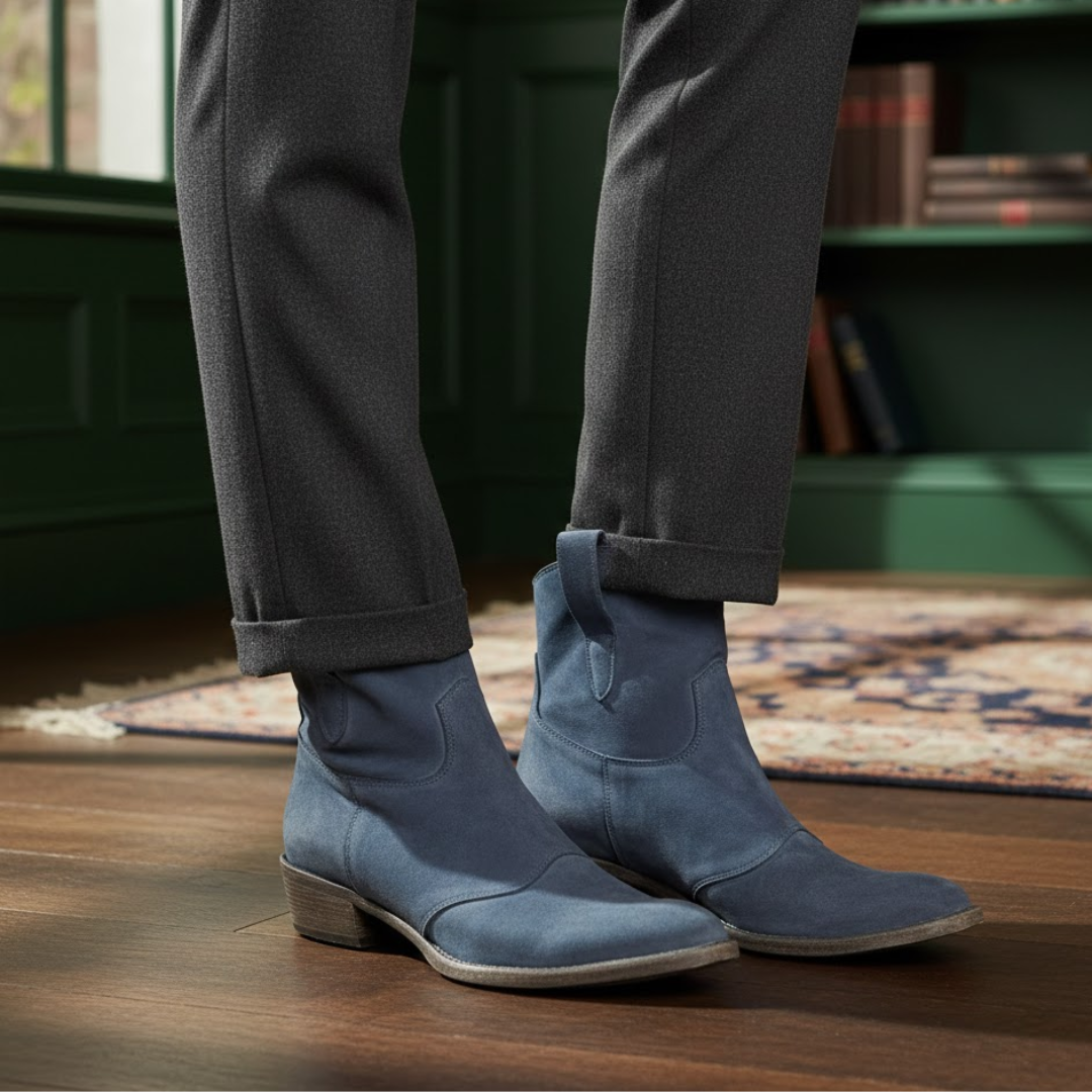 Women’s Suede Ankle Boots – Western Style Short Boots