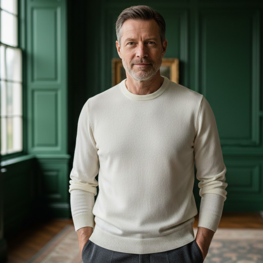 Men’s Brown Crew Neck Jumper – Classic Knit Sweater