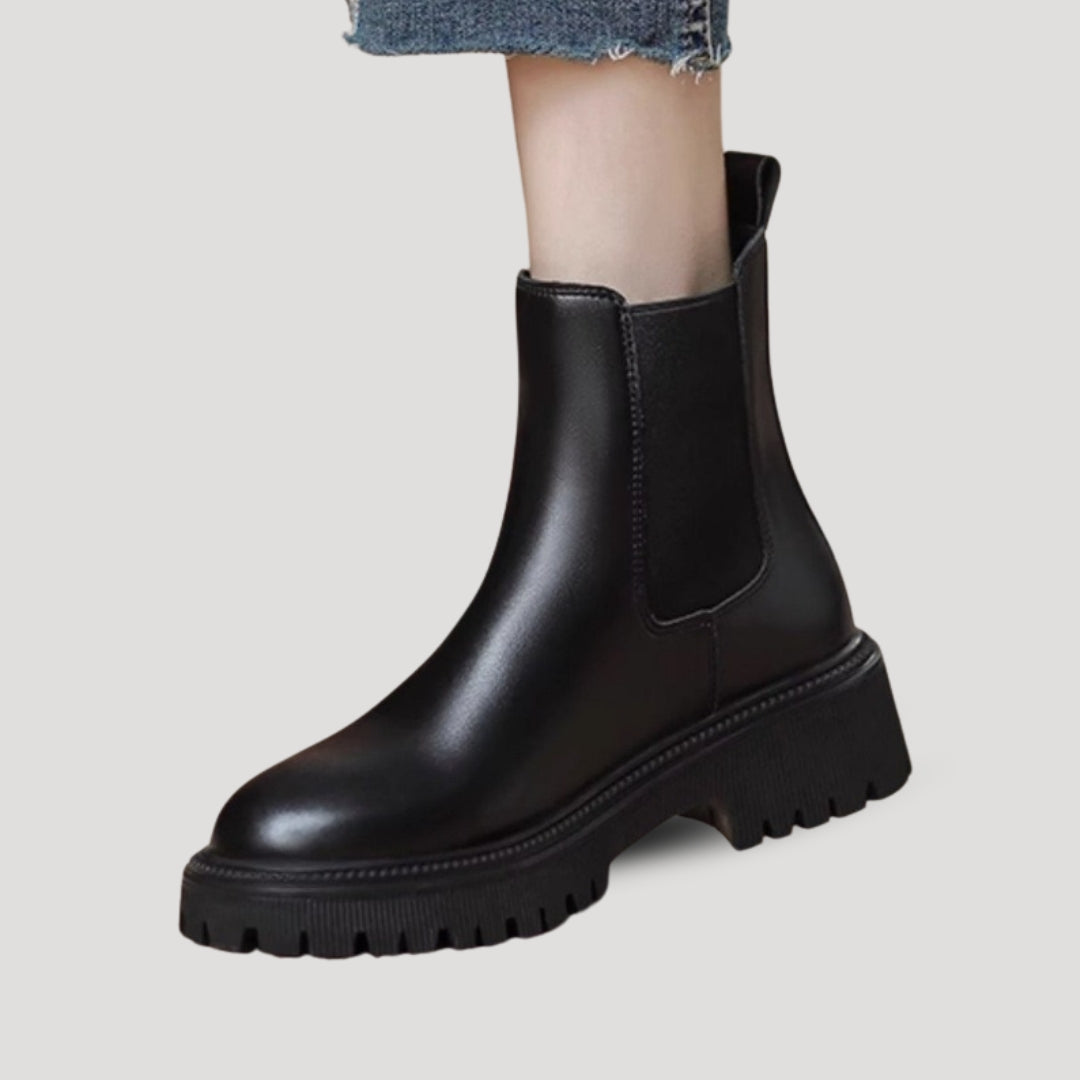Women’s Black Chelsea Boots – Chunky Sole Leather Ankle Boots