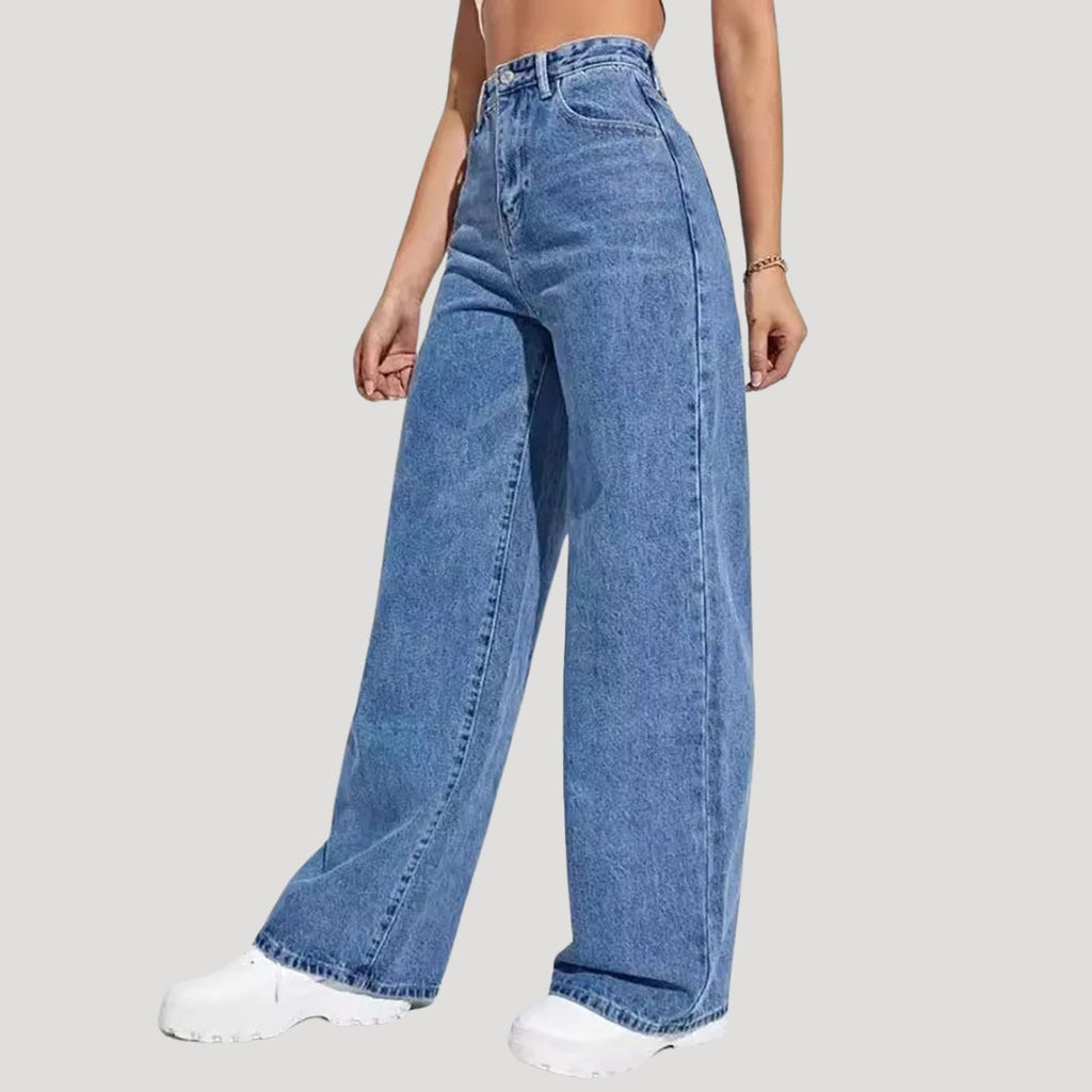 Women’s Wide Leg High Waist Jeans – Vintage Blue Denim