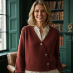 Women’s Cream Knit Cardigan – Soft V-Neck Button Sweater