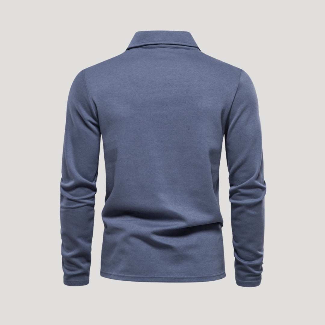 Men’s Beige Long Sleeve Polo Shirt – Smart Casual Essential