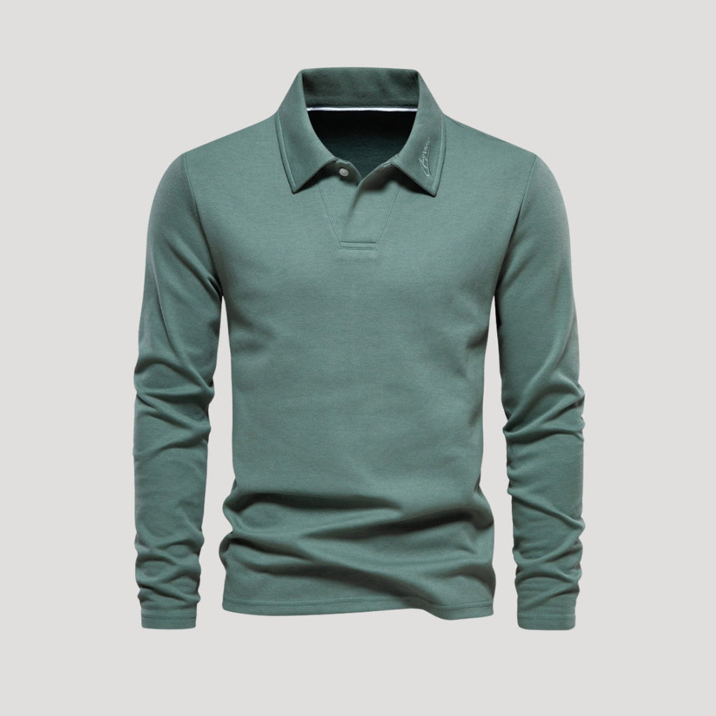 Men’s Beige Long Sleeve Polo Shirt – Smart Casual Essential