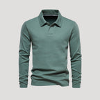 Men’s Beige Long Sleeve Polo Shirt – Smart Casual Essential