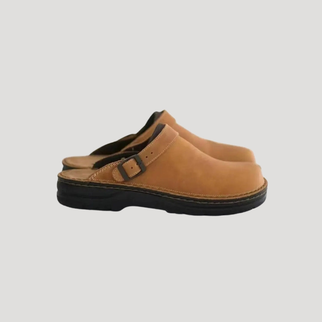 Men’s Tan Leather Clogs – Comfortable Slip-On Mules