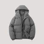 Women's Grey Puffer Jacket with Hood – Warm Winter Coat