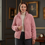 Women’s Ribbed Puffer Jacket – Warm Quilted Winter Coat
