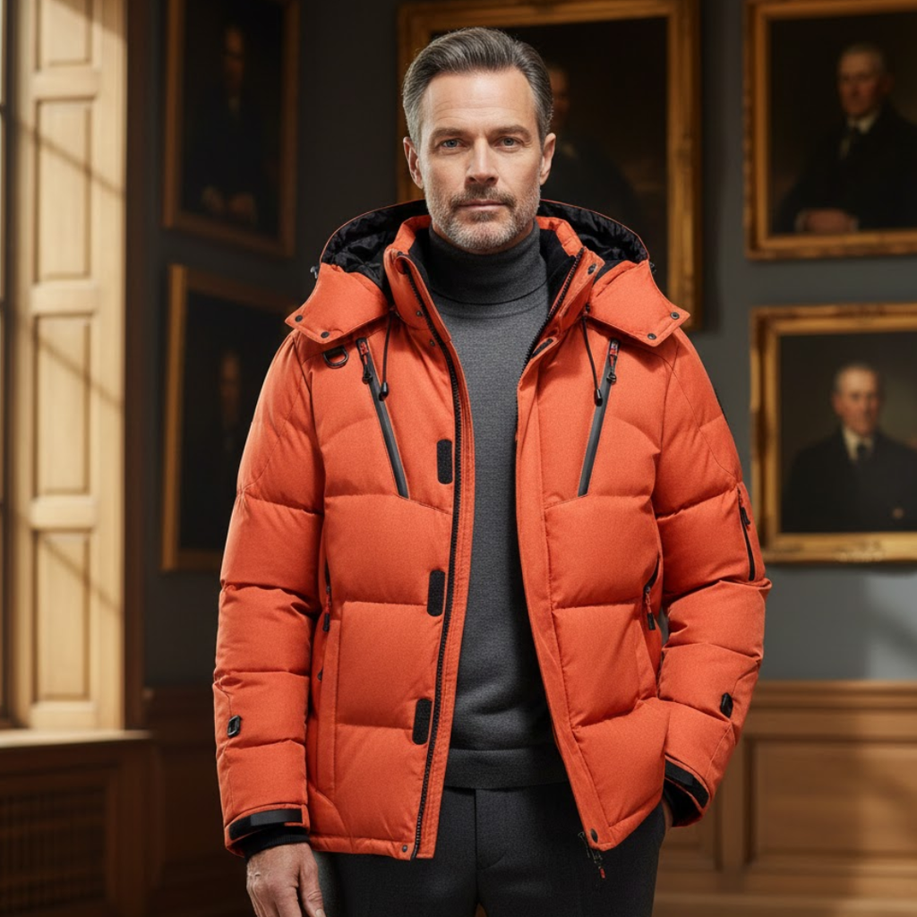 Men’s Waterproof Puffer Jacket – Insulated Winter Coat with Hood