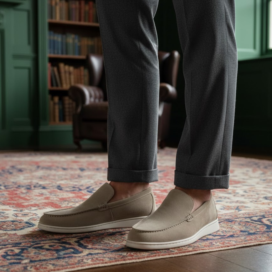 Men’s Taupe Suede Loafers – Classic Slip-On Casual Shoes