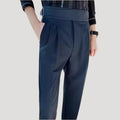 Men’s Navy Pleated High Waist Trousers – Tailored Classic Fit