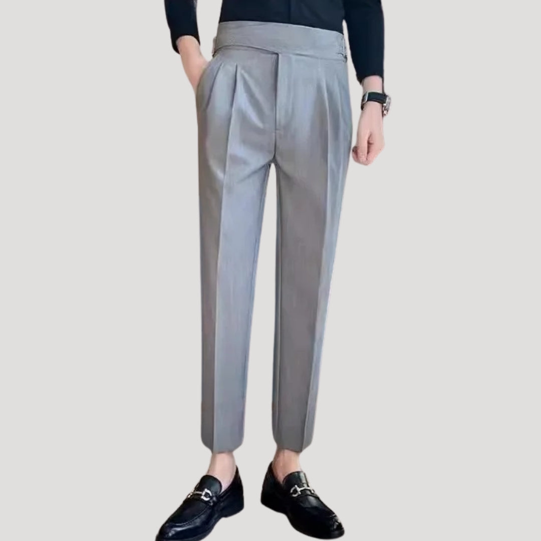 Men’s Navy Pleated High Waist Trousers – Tailored Classic Fit