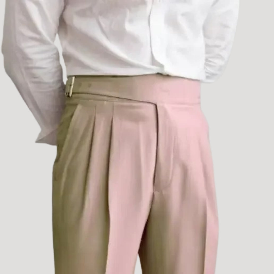 Men’s Navy Pleated High Waist Trousers – Tailored Classic Fit