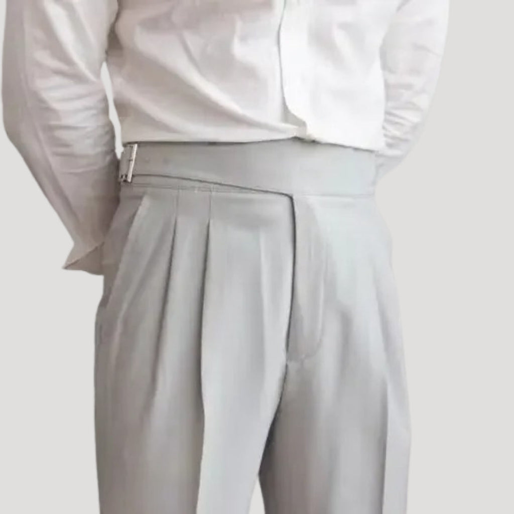 Men’s Navy Pleated High Waist Trousers – Tailored Classic Fit