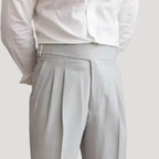 Men’s Navy Pleated High Waist Trousers – Tailored Classic Fit