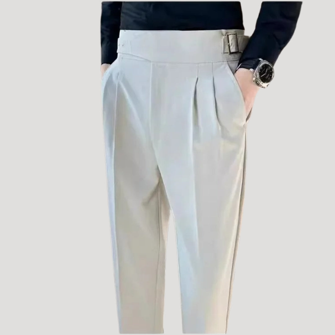 Men’s Navy Pleated High Waist Trousers – Tailored Classic Fit
