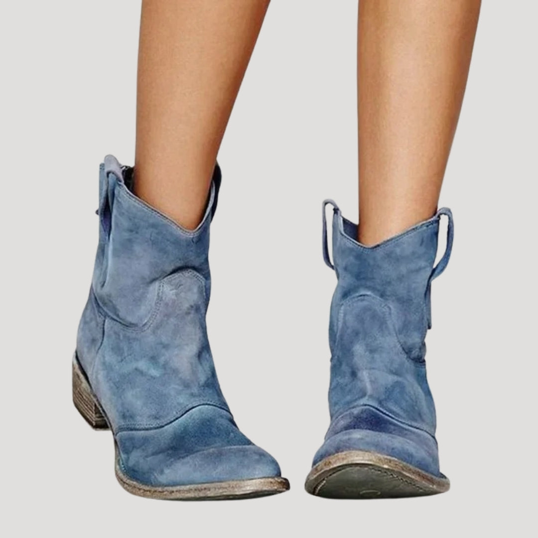 Women’s Suede Ankle Boots – Western Style Short Boots