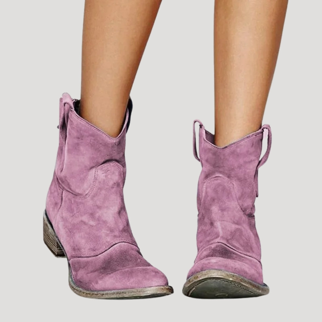 Women’s Suede Ankle Boots – Western Style Short Boots