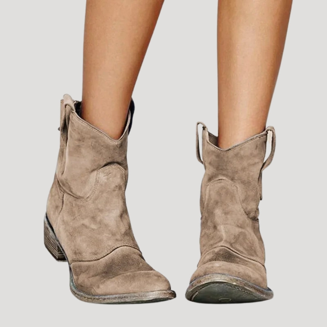 Women’s Suede Ankle Boots – Western Style Short Boots