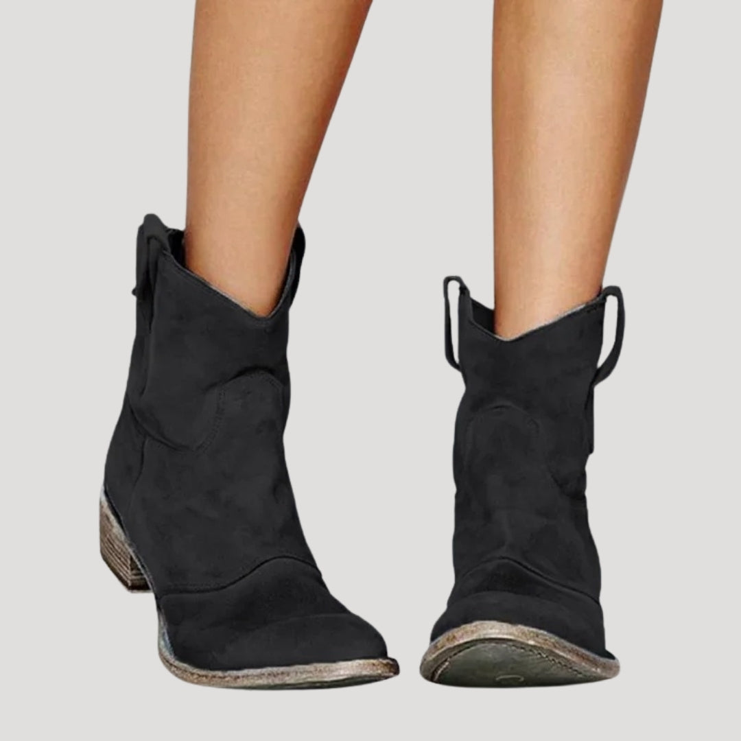 Women’s Suede Ankle Boots – Western Style Short Boots