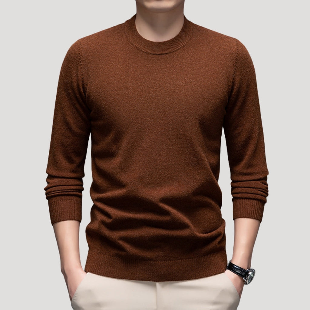 Men’s Brown Crew Neck Jumper – Classic Knit Sweater