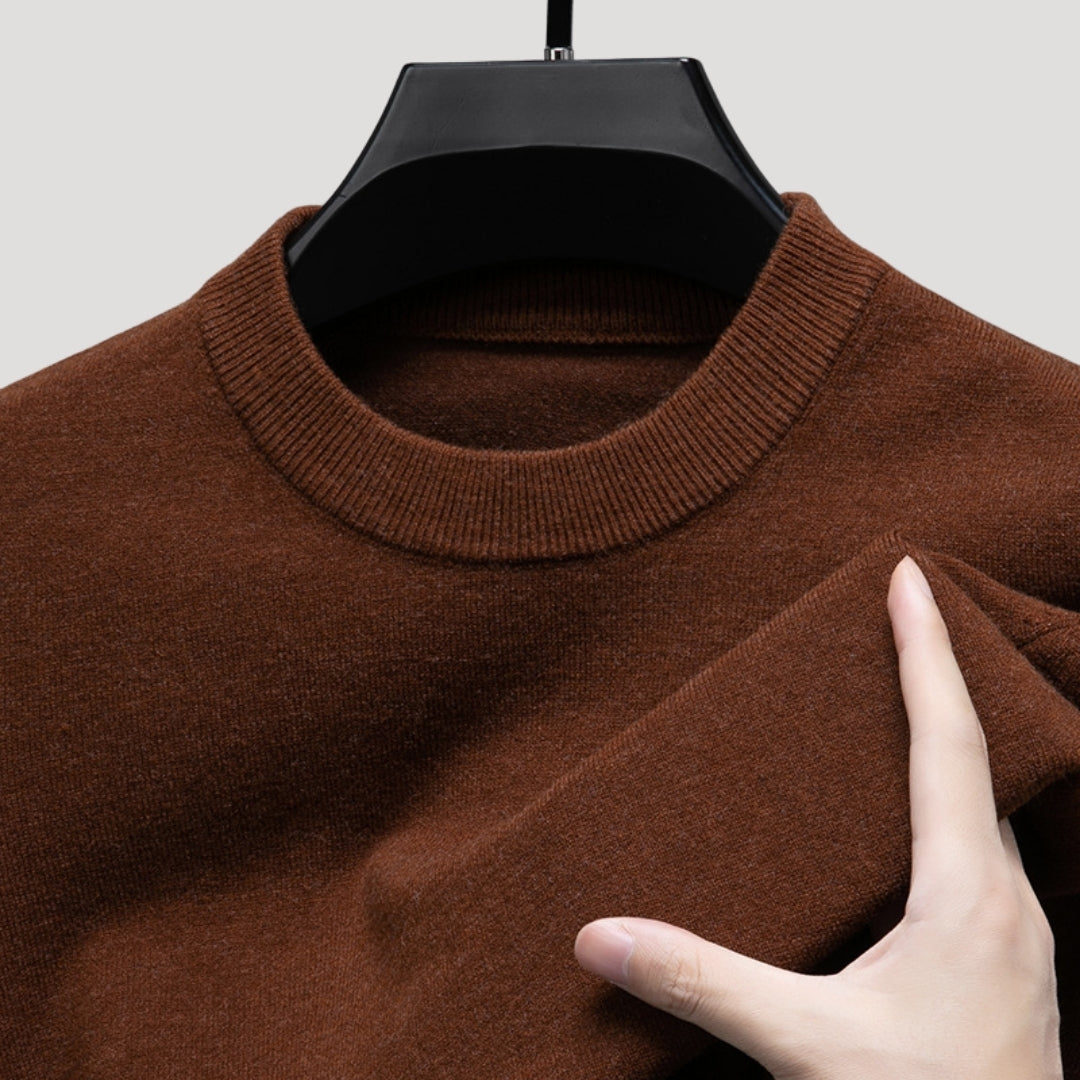 Men’s Brown Crew Neck Jumper – Classic Knit Sweater